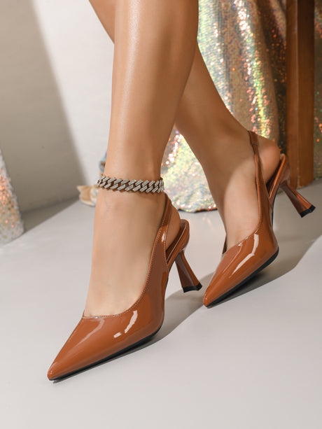 Pointed-toe Open-back High Heels