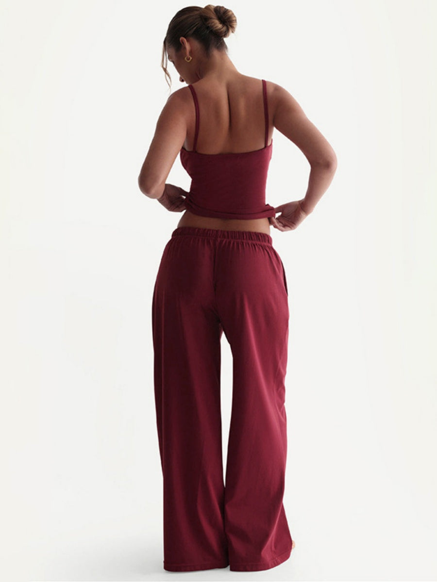 【SHIP AS USUAL】Suspenders Tank Tops Drawstring Pants Loose-fit 2-piece Sets