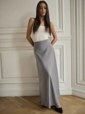 Fishtail Satin Long High-Waisted Bodycon Floor-Length Fishtail Skirt