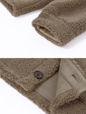 Lambswool V-neck Fur Fleece Lined Cotton-padded Jacket