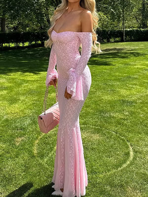 Lace Off-shoulder Long Dress