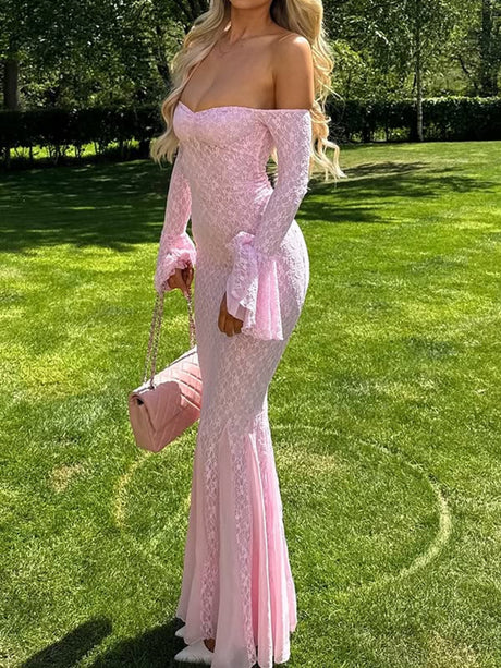 Lace Off-shoulder Long Dress