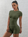 Short Sleeves And Shorts Slim-fit Exercise And Fitness Yoga 2-piece Sets