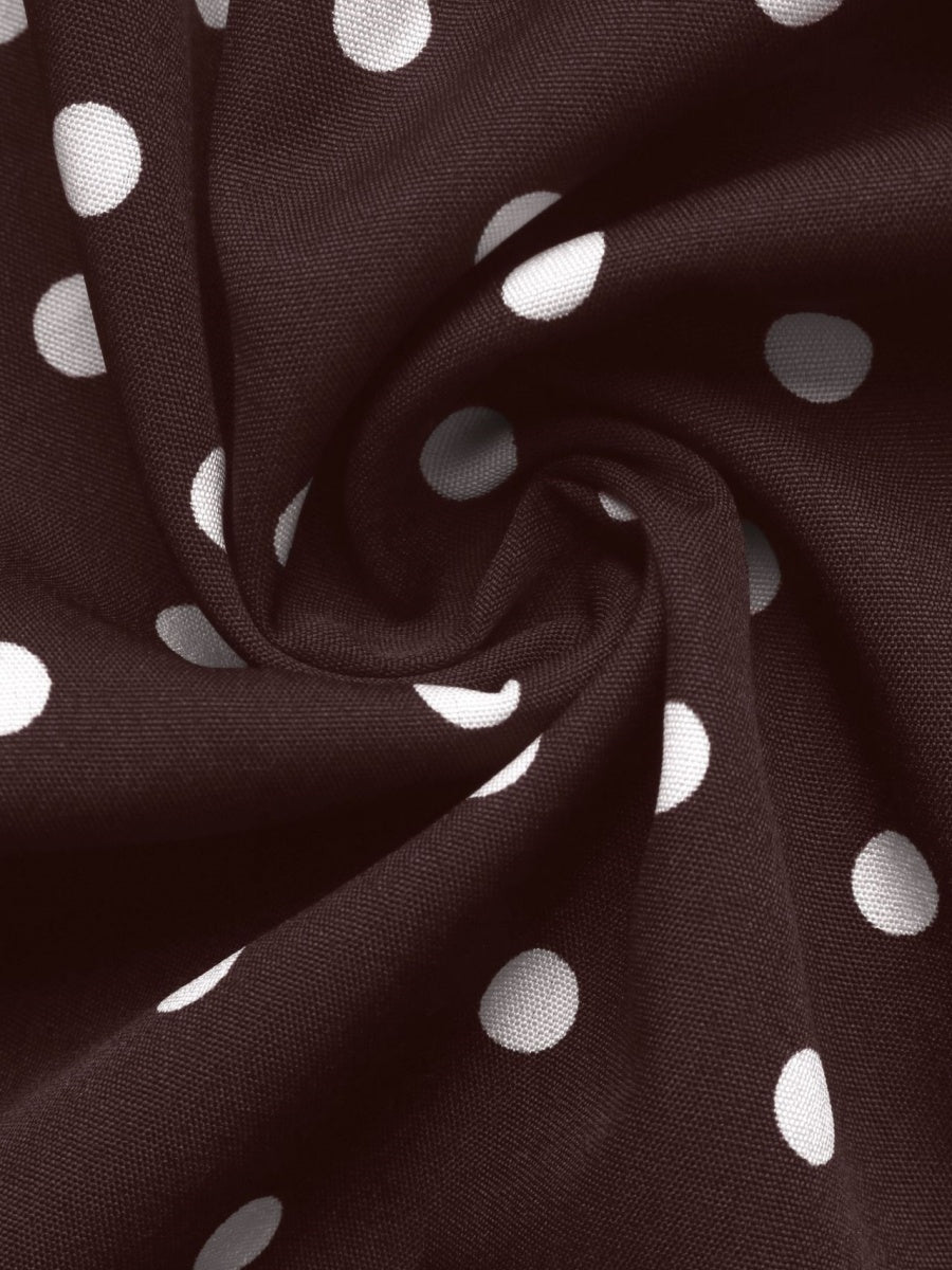 Lace-up Buttons Polka Dots Coats