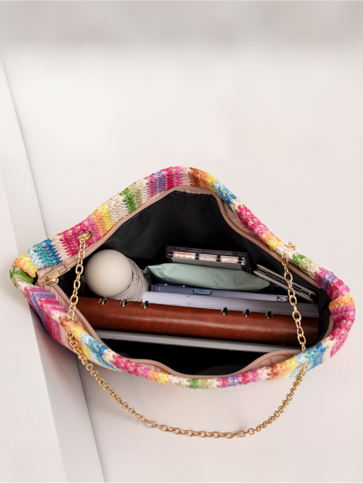 Colorful Straw Tote Bag For Vacation