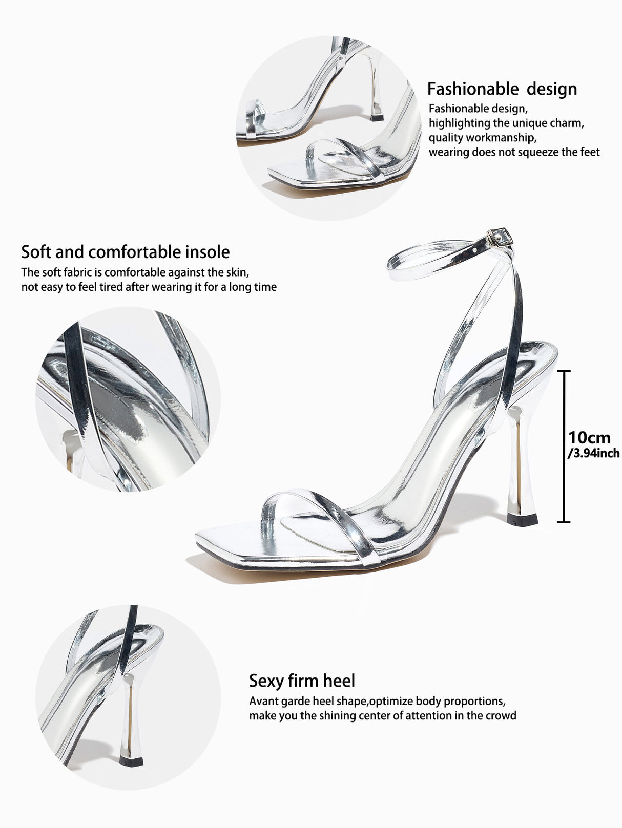 Metallic High-heeled Sandals