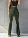High-waisted Flared Pants Velvet Piping Bell-bottoms Sports Everyday Trousers