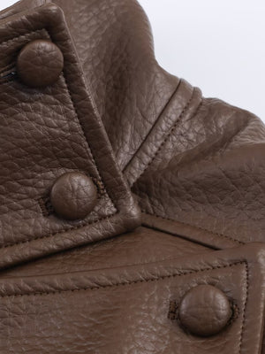 Pocket Stand-up Collar Faux Leather Jacket