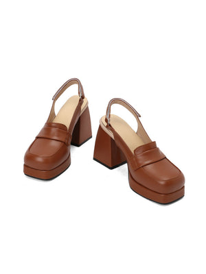 Platform Chunky Heels With Open Back