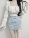 Slimming Pleated High-waisted Pencil Skirt