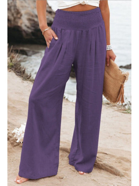 Cotton Blend Wide Leg Pocket Hit Pants