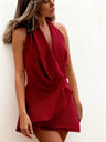Swing Collar Chiffon Halter Reunion Mini&Short Dresses
