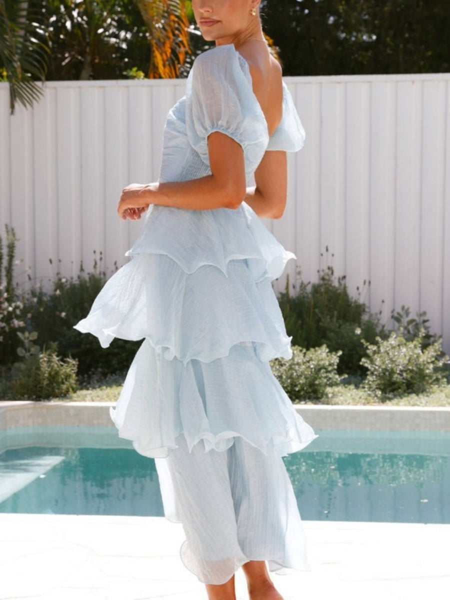 Liber Summer Women's Backless Mesh Maxi Dresses