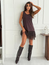 Stretch Knitting Spliced Mesh Lace Mini&Short Dresses
