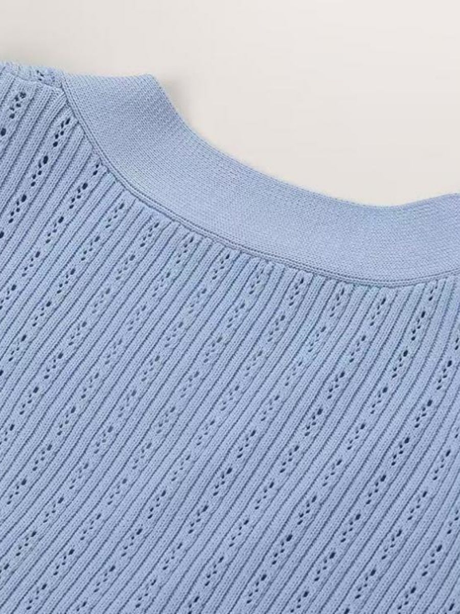 Waist Flared Sleeves Knitted Top Fishtail Skirt Workplace 2-piece Sets