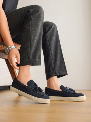 Color-blocked Tassel Slip-on Loafers