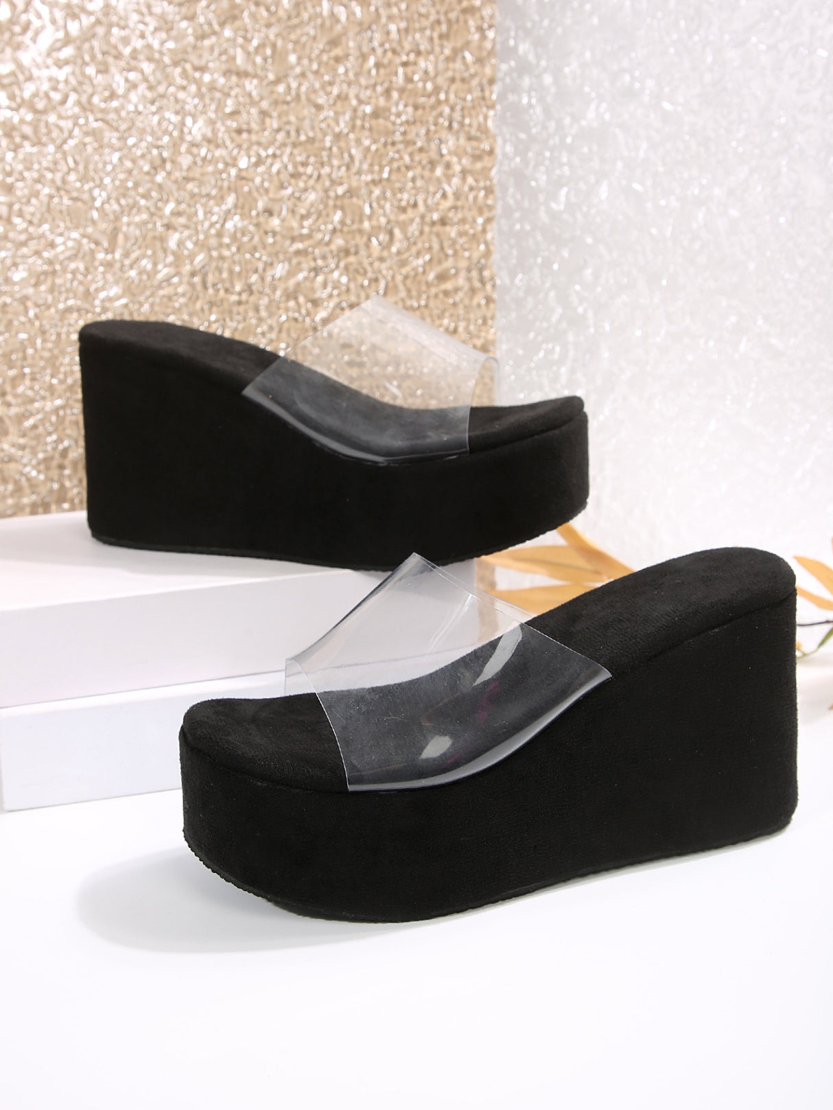 Transparent PVC Wedge Platform Sandals