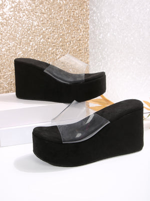 Transparent PVC Wedge Platform Sandals