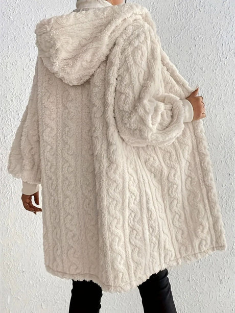 Solid Color Long-sleeved Hooded Loose Plush Jackets