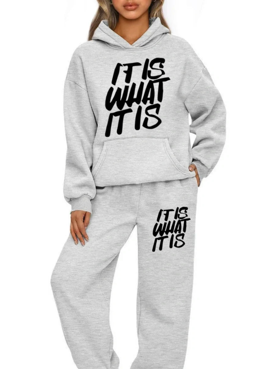 Printed Letter Leisure Hoodies Sweatpants 2-piece Sets
