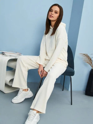 Liber Autumn women's hooded solid color sweatshirt long sleeve two-piece suit