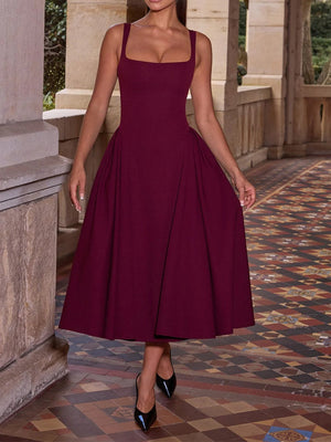 Grace Solid Color Suspenders Maxi Dresses