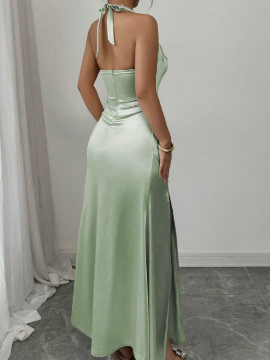 Backless Strapless Bodycon Long Dress With Slit
