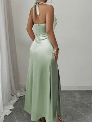 Backless Strapless Bodycon Long Dress With Slit