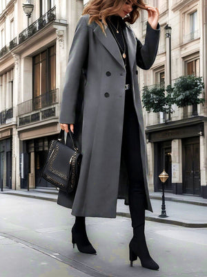 Long Coat Pockets Bandage A-line Coat
