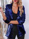 Lapel Long-Sleeve Sequined Casual Blazer