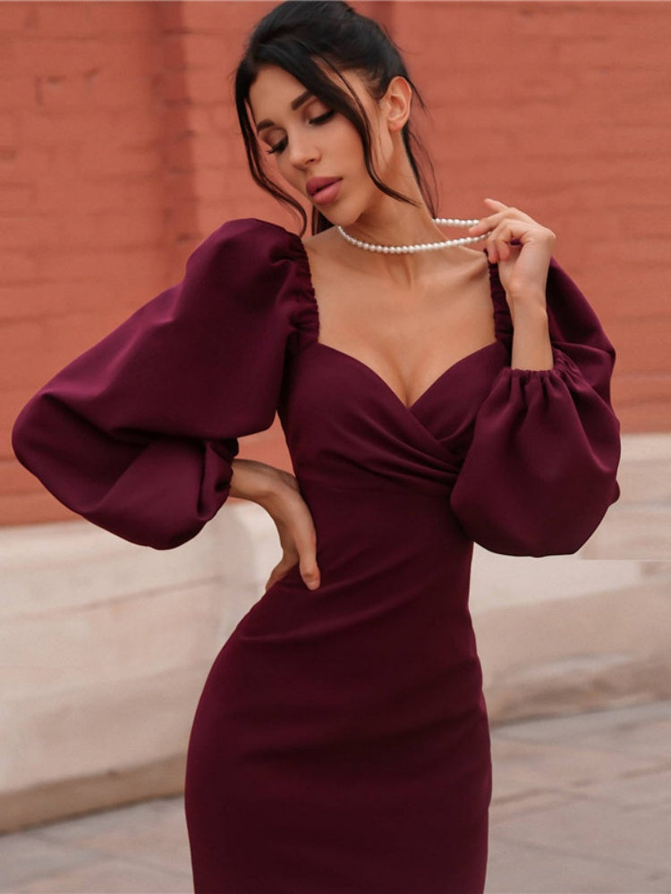 Long Sleeve Off Shoulder Sexy Backless Slim Fit Dress