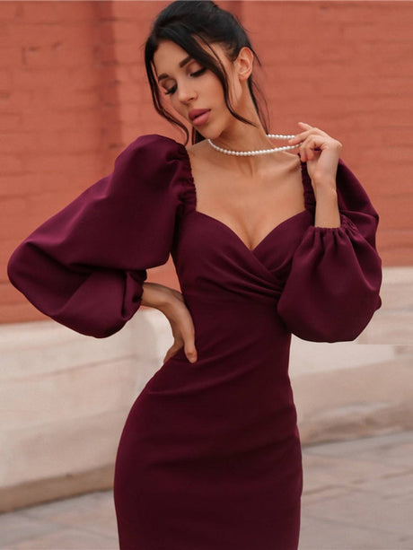 Long Sleeve Off Shoulder Sexy Backless Slim Fit Dress