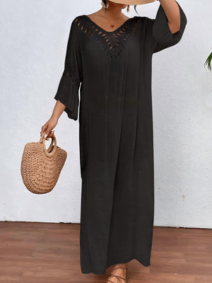 Hand-crocheted Patchwork Colorful Pom-poms Sexy Hollow-out Backless Loose Beachwear