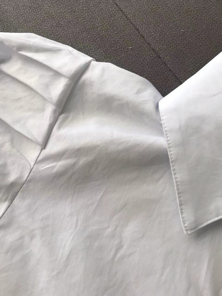 Navel Slits Leg Of Mutton Sleeves Lapel Shirts