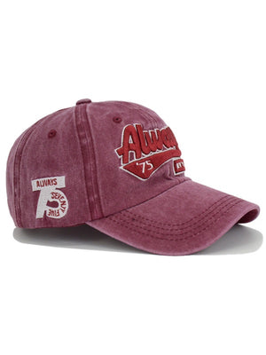 Washed Distressed Letter Embroidery Baseball Caps