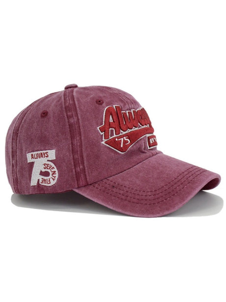 Washed Distressed Letter Embroidery Baseball Caps