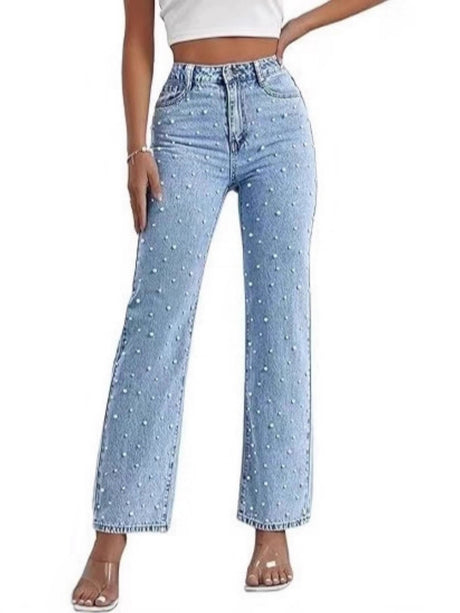 Washed Beaded Jeans