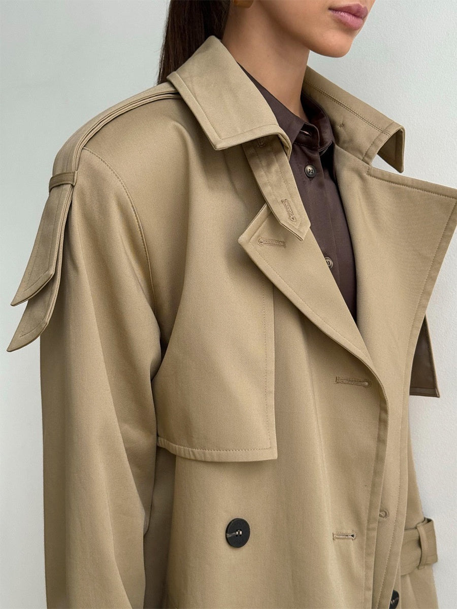 Pure Cotton Retro Loose Belted Trench Coat
