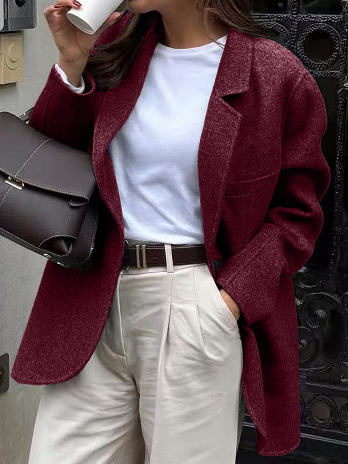 Woolen Lapel Buttons Blazers