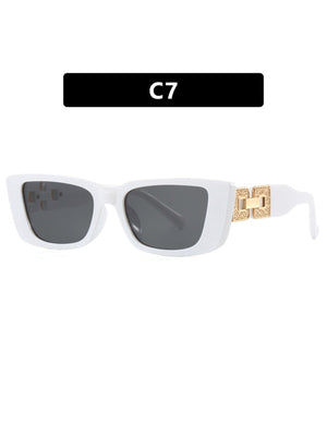 Lunettes de soleil à monture étroite et branches en chaîne