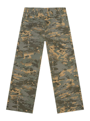Camouflage Ins Loose-fit Straight-fit Wide-leg Jeans