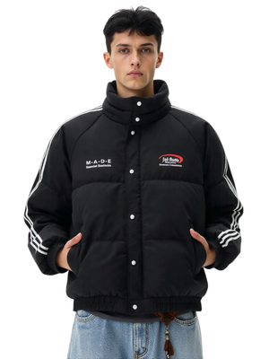 Ribbon Letter Embroidery Keep Warm College Style Cotton Clothes Coat