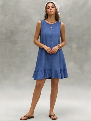 Ruffled Sleeveless Casual Short Dress