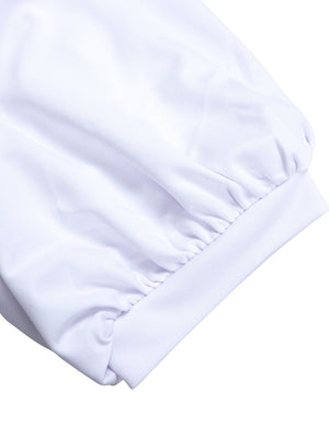 Puff Sleeve High Waist Crew Neck Large Skirt Commuting Leisure Midi Dresses