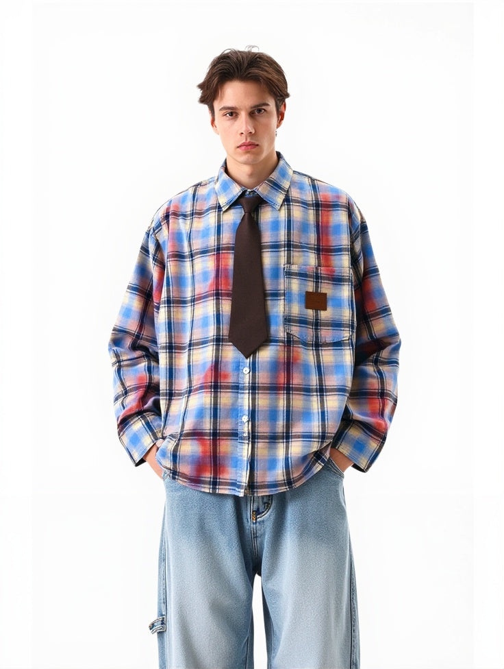 Pocket decoration Plaid Shirts