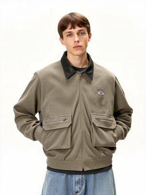 Retro Contrasting Colors Corduroy Letter Splicing Lapel Jackets