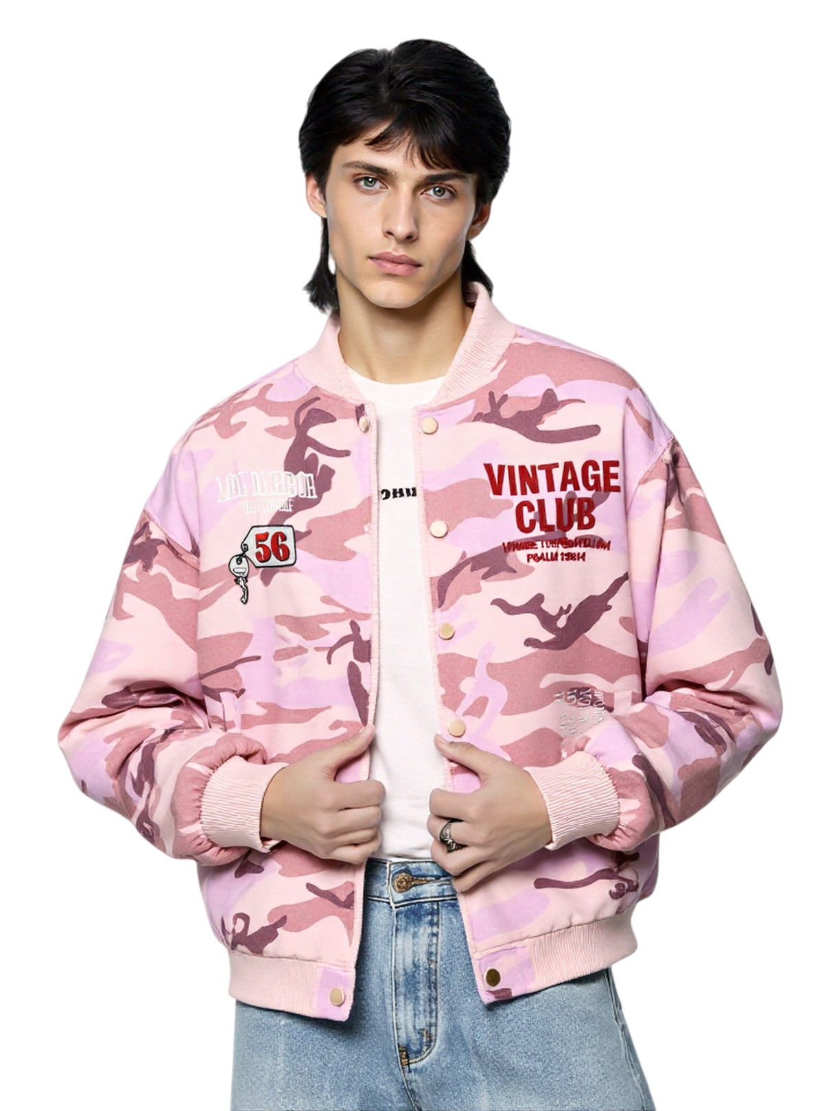 Retro Letter Embroidery Camouflage Plush Work Jacket