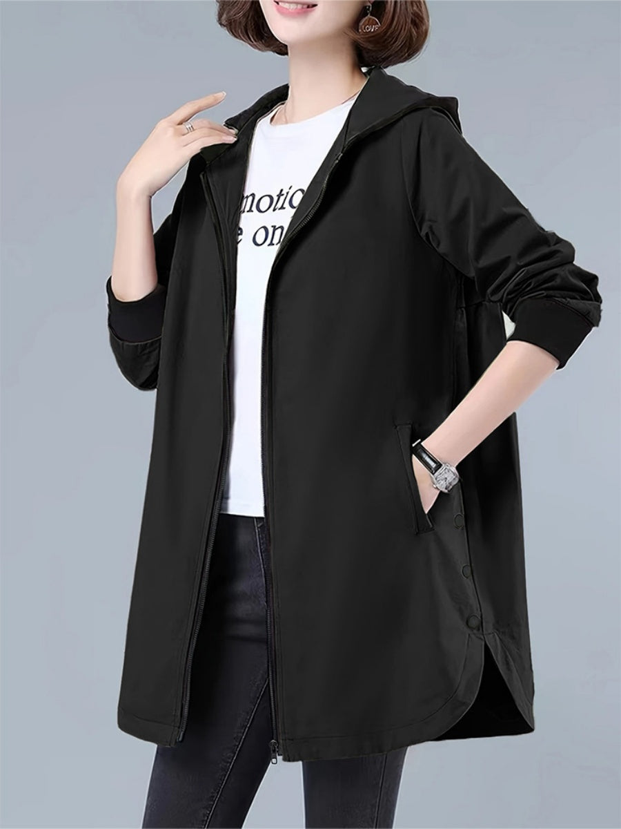 Zipper Version Leisure Outdoor Drawstring Windproof Hooded Windbreaker
