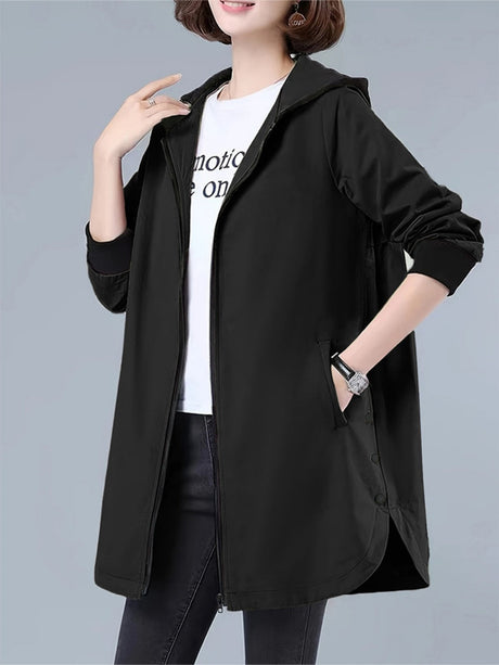 Zipper Version Leisure Outdoor Drawstring Windproof Hooded Windbreaker