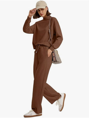 Sports Casual Suit Long-sleeved Pullover Sweatshirt Wide-leg Pants 2-piece Sets